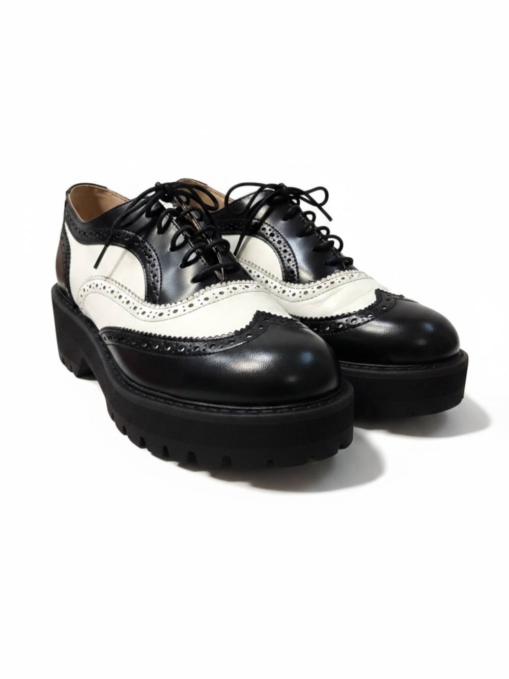 Steve Madden Black White Platform Wingtip Oxford Shoes Size 11